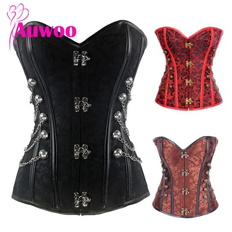 Lauwoo Novo Bordado Gótico De Aço Desossado Overbust Corsets Lace Up