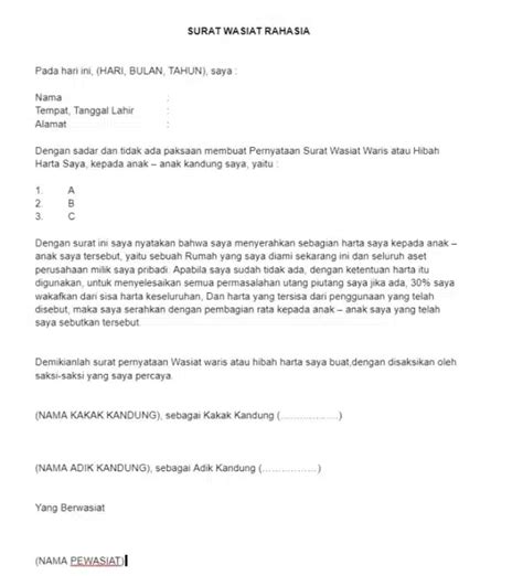 Contoh Surat Wasiat Syarat Dan Panduan Membuatnya Di