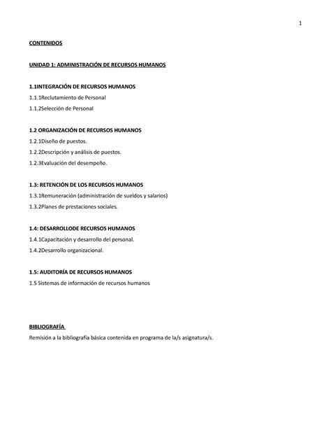 Resumen Efip Y Rrhh Contenidos Unidad Administraci N De