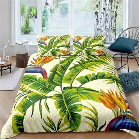 Palm Leaves Comforter Cover Monstera Banana Leaves Duvet Cover Sets ...