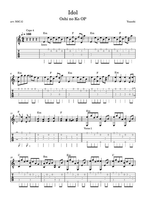 Yoasobi Idol Oshi No Ko Op Sheets By Not So Classic Guitar Lupon Gov Ph