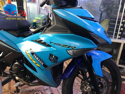 tem trùm exciter y15zr xanh đen bạc Nguyễn Decal Chuyên Dán Keo Xe