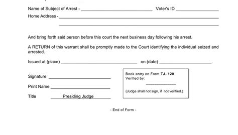 Warrant Of Arrest Sample Form ≡ Fill Out Printable Pdf Forms Online