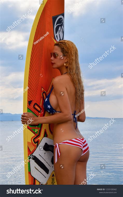Sexy Blonde Model Beach Surf Stock Photo 1233109342 Shutterstock