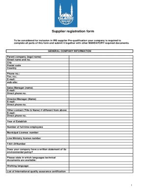 Fillable Online Supplier Registration Form Fax Email Print PdfFiller