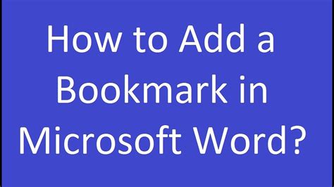 How To Add A Bookmark In Microsoft Word 2016 Youtube