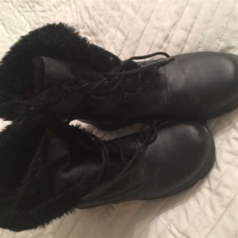 Totes Shoes Totes Boots Size 7 Fur Lined Lace Up Black Poshmark