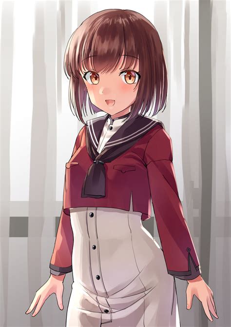 The Big Imageboard Tbib 1girl Black Sailor Collar Brown Eyes Brown