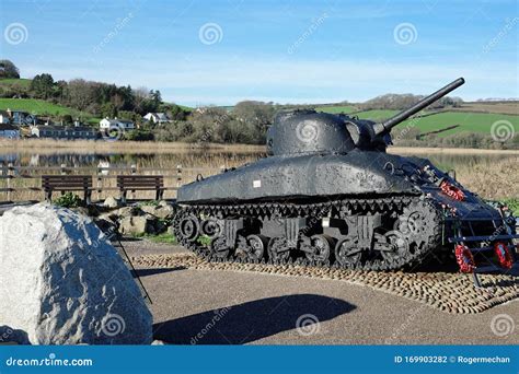 Sherman M4 Tank. Operation Tiger 1944 Slapton Sands Devon England ...