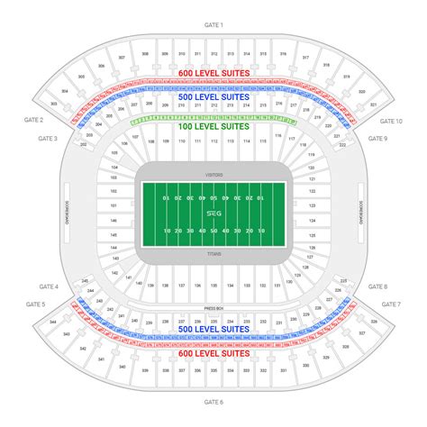 Tennessee Titans Football Stadium Seating Chart Elcho Table