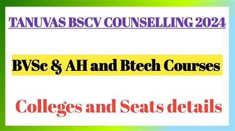 Tanuvas Counselling 2024 Courses List Bvsc And Ah Btech Courses