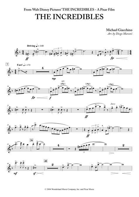 The Incredibles Main Theme By Michael Giacchino Alto Saxophone Digital Sheet Music Sheet