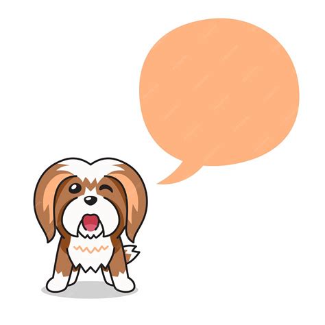 Premium Vector Cartoon Character Lhasa Apso Dog With Speech Bubble