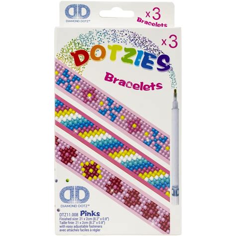 Diamond Dotz Dotzies Diamond Art Bracelet Kit Assorted Pinks 3pkg