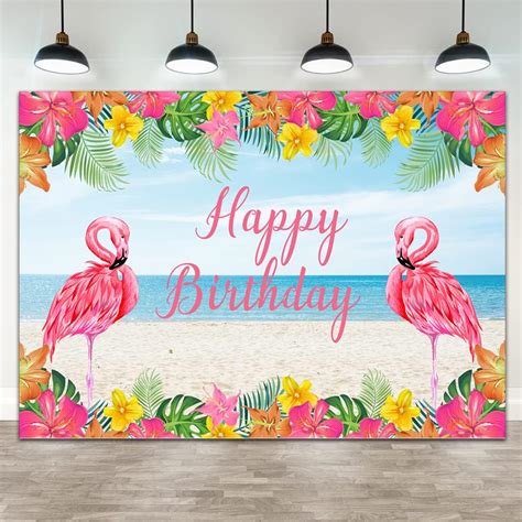 Amazon Wollmix Tropical Beach Happy Birthday Backdrop Party