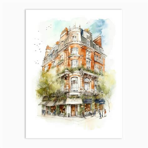 Kensington London Neighborhood Watercolour 1 Art Print By Cityscape