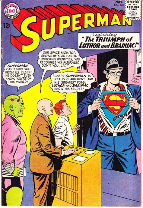 Superman 173 Comic Lex Luthor Brainiac Books 1964 Dc Vgfn 50