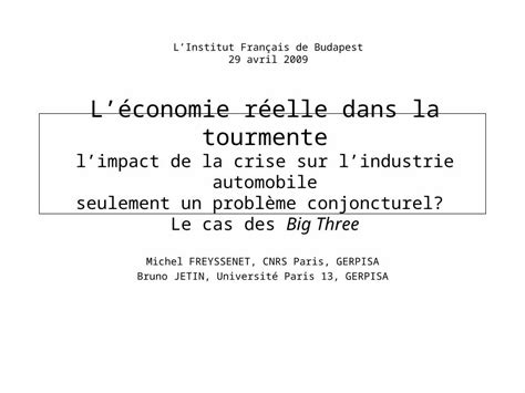 Ppt L Conomie R Elle Dans La Tourmente Limpact De La Crise Sur