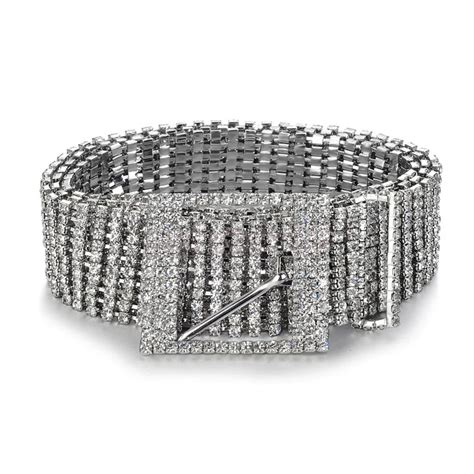 Brand Metal Chain Belts Women Diamante Crystal Chain Belt Full