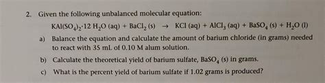 Solved Given The Following Unbalanced Molecular Equation Chegg