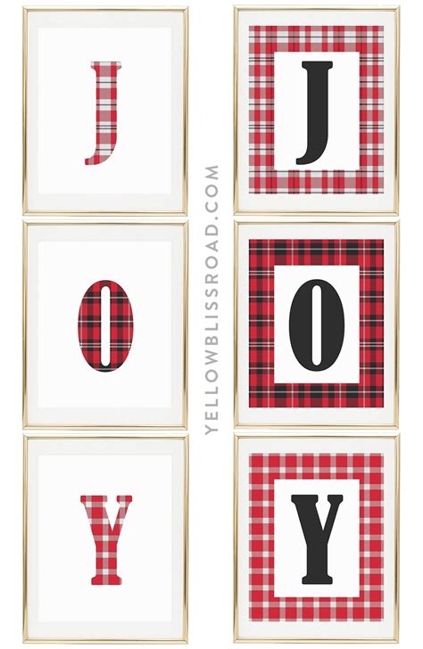 "JOY" Free Printables for Christmas | Free Holiday Decor