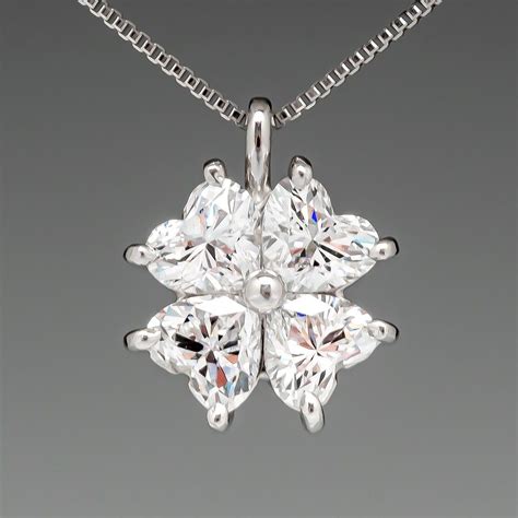 Platinum 4 Leaf Clover Diamond Pendant 80ctw E F SI1 Pendant