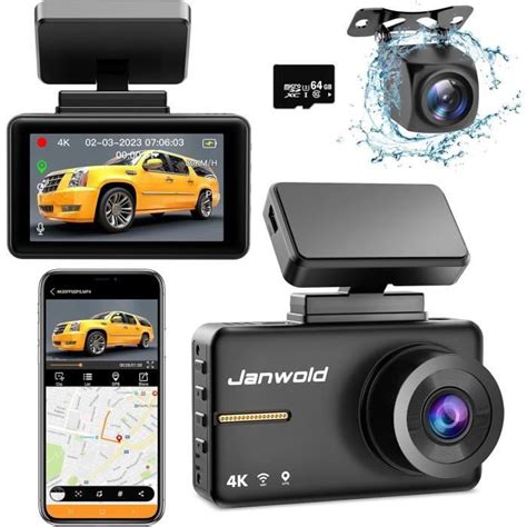 Janwold 4K Dashcam Voiture Avant et Arrière Wi FI GPS Caméra Voiture