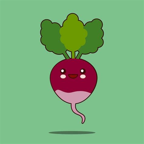 Lindo Personaje De Dibujos Animados Vegetales Remolacha Con Icono De