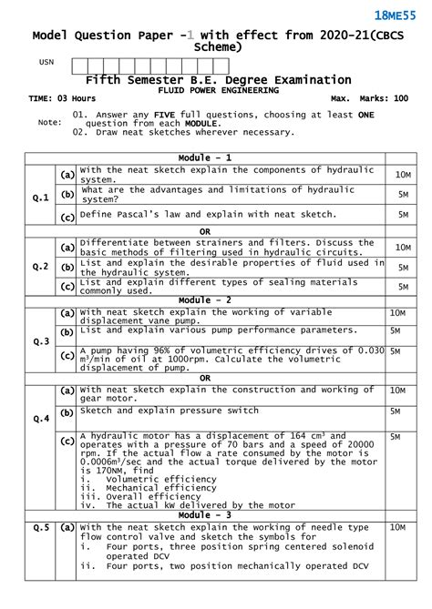 18MEC55 Model Question Paper 1 With Effect From 2020 21 CBCS