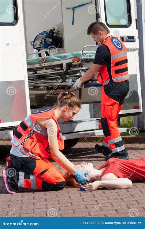 Paramedic Giving First Aid Stock Photo Image Of Stabilization 44861000