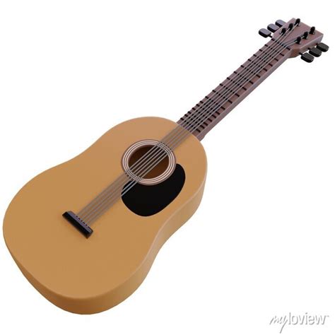 Guitar Acoustic Body Floating In Transparent Background D Icon Wall