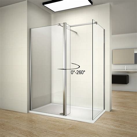 Aica Walk In Wet Room Shower Enclosure Screen Flipper Nano Glass Tray