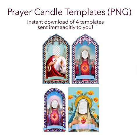 Png Prayer Candle Templates Set Of 4 Digital Download Etsy