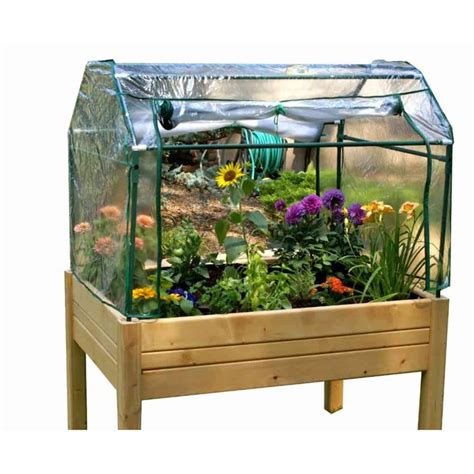 Riverstone 3 ft. x 4 ft. Eden Mini Greenhouse with Enclosed Herb Garden ...