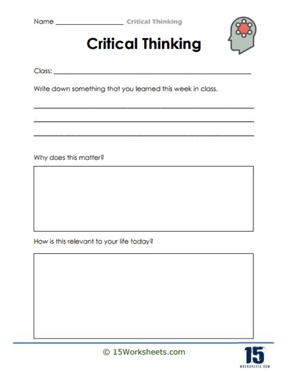 Critical Thinking Worksheets Worksheets Worksheets Library