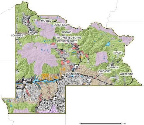 Map of Gunnison, Colorado in relief and showing wilderness and public lands - Real Estate in ...