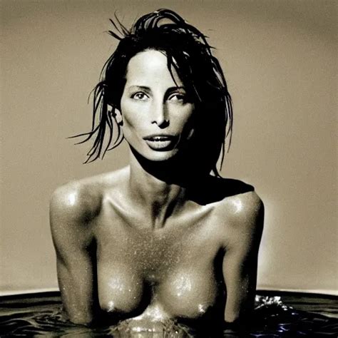 Herb Ritts Sepia Toned High Contrast Photo Of Christy Stable Diffusion