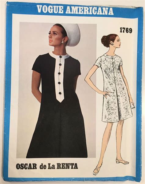 1960s Mod A Line Dress By Oscar De La Renta Vogue Americana 1769 Sewing Pattern Ebay