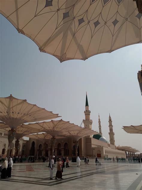 Medina Saudi Arabia 2022 Umbrella Construction On The Square Of Al