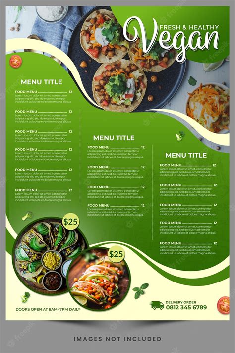 Premium PSD | Vegan Menu for Vegan Restaurant Template