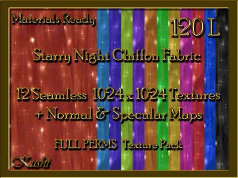 Second Life Marketplace Kushi Genuine Chiffon Starrynight Fabric Seamless Textures Materials