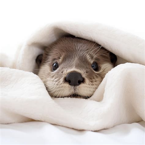 Premium Photo There Is A Small Otter That Is Hiding Under A Blanket