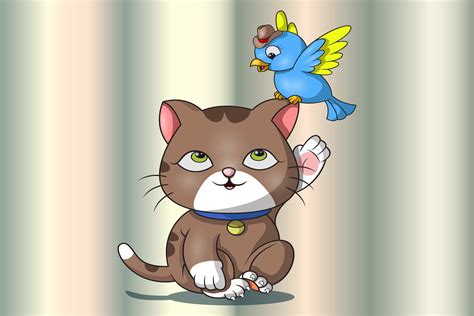 Cat and Bird Friendship Graphic by yoartcartoon · Creative Fabrica