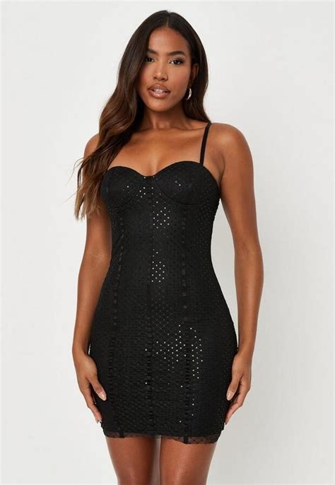 Missguided Carli Bybel X Black Sequin Corset Mini Dress Shopstyle