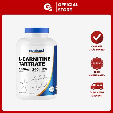 Viên uống Nutricost L Carnitine Tartrate Capsules 500 mg nhập khẩu Mỹ