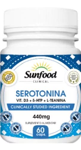 Serotonina D3 5htp L teanina 440 Mg Sunfood 60 Cápsulas Parcelamento