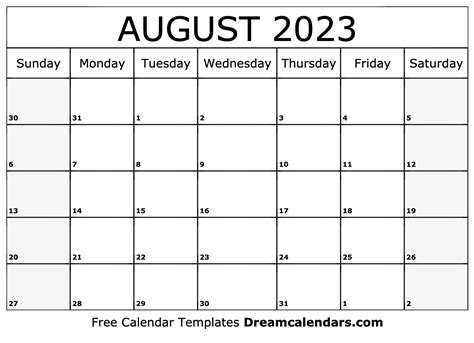 August 2023 Calendar - Free Printable with Holidays and Observances