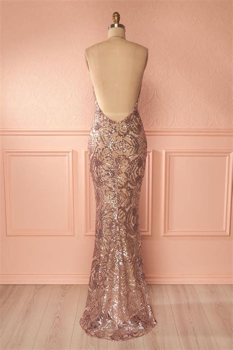 Dazzling Gold Sequin Plunging V Neck Halter Mermaid Long Evening Prom