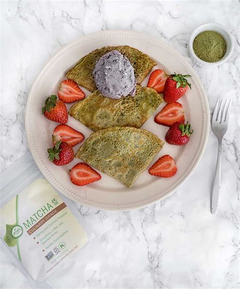 Matcha Crepes With Strawberries And Black Sesame Ice Cream Obsessive