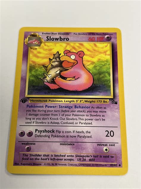 Pokémon TCG Slowbro Fossil 43 Regular 1st Edition Uncommon eBay